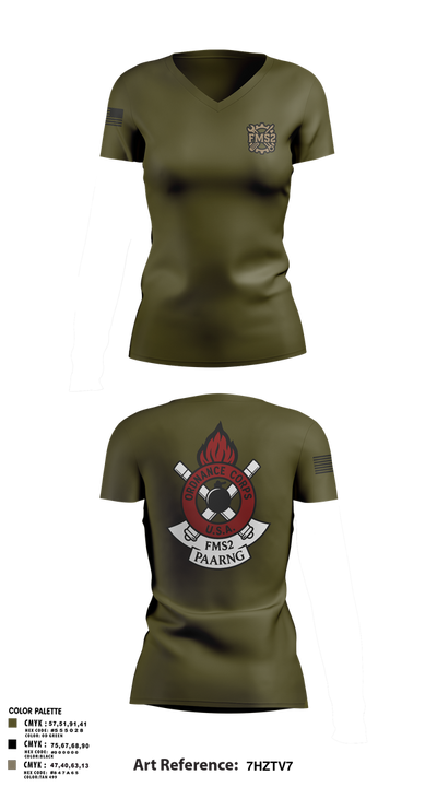 FMS #2 PAARNG 55837415 Women's Short Sleeve V-neck Shirt - 1