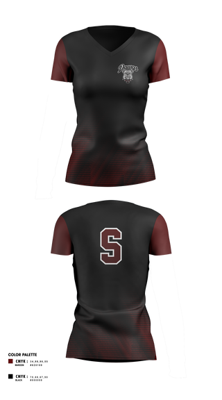 Womens Short Sleeve Vneck Shirt, Sobrato HS Bulldogs, , Teamtime, Team time, sublimation, custom sports apparel, team uniforms, spirit wear, spiritwear, sports uniforms, custom shirts, team store, custom team store, fundraiser sports, apparel fundraiser