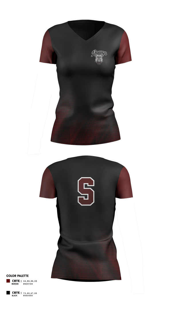 Womens Short Sleeve Vneck Shirt, Sobrato HS Bulldogs, , Teamtime, Team time, sublimation, custom sports apparel, team uniforms, spirit wear, spiritwear, sports uniforms, custom shirts, team store, custom team store, fundraiser sports, apparel fundraiser