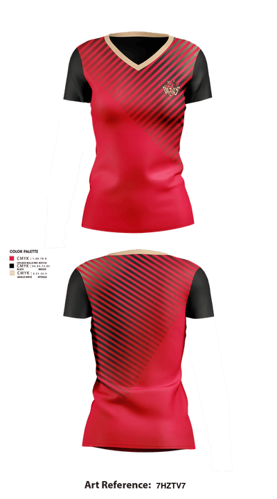 Red Springs Red Devils 1558638 Women's Short Sleeve V-neck Shirt - 2