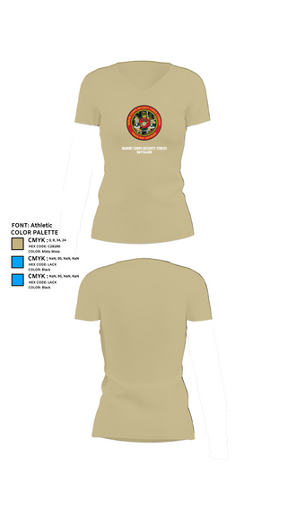 Womens Short Sleeve Vneck Shirt, Marine Corps Security Forces Battalion, , Teamtime, Team time, sublimation, custom sports apparel, team uniforms, spirit wear, spiritwear, sports uniforms, custom shirts, team store, custom team store, fundraiser sports, apparel fundraiser
