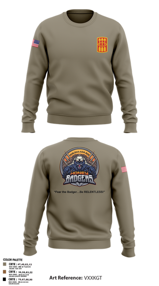 Crew Neck Sweatshirt, Honey Badgers / 30X, Army, Teamtime, Team time, sublimation, custom sports apparel, team uniforms, spirit wear, spiritwear, sports uniforms, custom shirts, team store, custom team store, fundraiser sports, apparel fundraiser