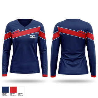 Womens Long Sleeve Vneck Shirt, Tourists, Baseball, Teamtime, Team time, sublimation, custom sports apparel, team uniforms, spirit wear, spiritwear, sports uniforms, custom shirts, team store, custom team store, fundraiser sports, apparel fundraiser