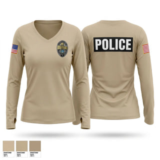 Womens Long Sleeve Vneck Shirt, Cross City Police, Police, Teamtime, Team time, sublimation, custom sports apparel, team uniforms, spirit wear, spiritwear, sports uniforms, custom shirts, team store, custom team store, fundraiser sports, apparel fundraiser