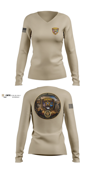 Womens Long Sleeve Vneck Shirt, Bryan County Sheriff’s Office, Police, Teamtime, Team time, sublimation, custom sports apparel, team uniforms, spirit wear, spiritwear, sports uniforms, custom shirts, team store, custom team store, fundraiser sports, apparel fundraiser
