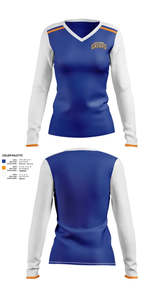 Womens Long Sleeve Vneck Shirt, Old Town Gators, , Teamtime, Team time, sublimation, custom sports apparel, team uniforms, spirit wear, spiritwear, sports uniforms, custom shirts, team store, custom team store, fundraiser sports, apparel fundraiser