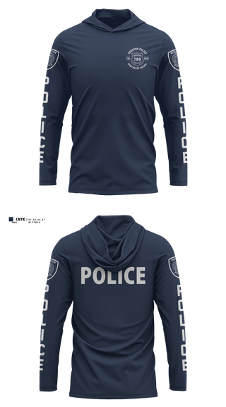 Long Sleeve Performance Shirt with hood, Houston Police Northeast Patrol, Police, Teamtime, Team time, sublimation, custom sports apparel, team uniforms, spirit wear, spiritwear, sports uniforms, custom shirts, team store, custom team store, fundraiser sports, apparel fundraiser