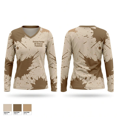 Central Florida VA Veteran Pickleball Women's Long Sleeve V-neck Shirt - 1
