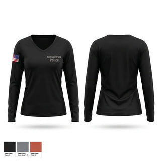 Womens Long Sleeve Vneck Shirt, Cliffside Park Police, Police, Teamtime, Team time, sublimation, custom sports apparel, team uniforms, spirit wear, spiritwear, sports uniforms, custom shirts, team store, custom team store, fundraiser sports, apparel fundraiser