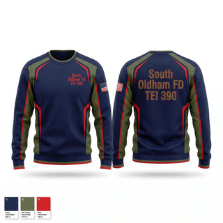 Crew Neck Sweatshirt, South Oldham FD TEI 390, Fire Department, Teamtime, Team time, sublimation, custom sports apparel, team uniforms, spirit wear, spiritwear, sports uniforms, custom shirts, team store, custom team store, fundraiser sports, apparel fundraiser