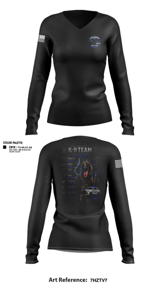 Womens Long Sleeve Vneck Shirt, South Carolina Police K9 Association, Police, Teamtime, Team time, sublimation, custom sports apparel, team uniforms, spirit wear, spiritwear, sports uniforms, custom shirts, team store, custom team store, fundraiser sports, apparel fundraiser