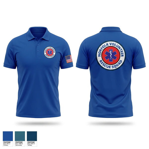Short Sleeve Performance Polo, Norfolk Volunteer Rescue Squad, EMS/EMT, Teamtime, Team time, sublimation, custom sports apparel, team uniforms, spirit wear, spiritwear, sports uniforms, custom shirts, team store, custom team store, fundraiser sports, apparel fundraiser
