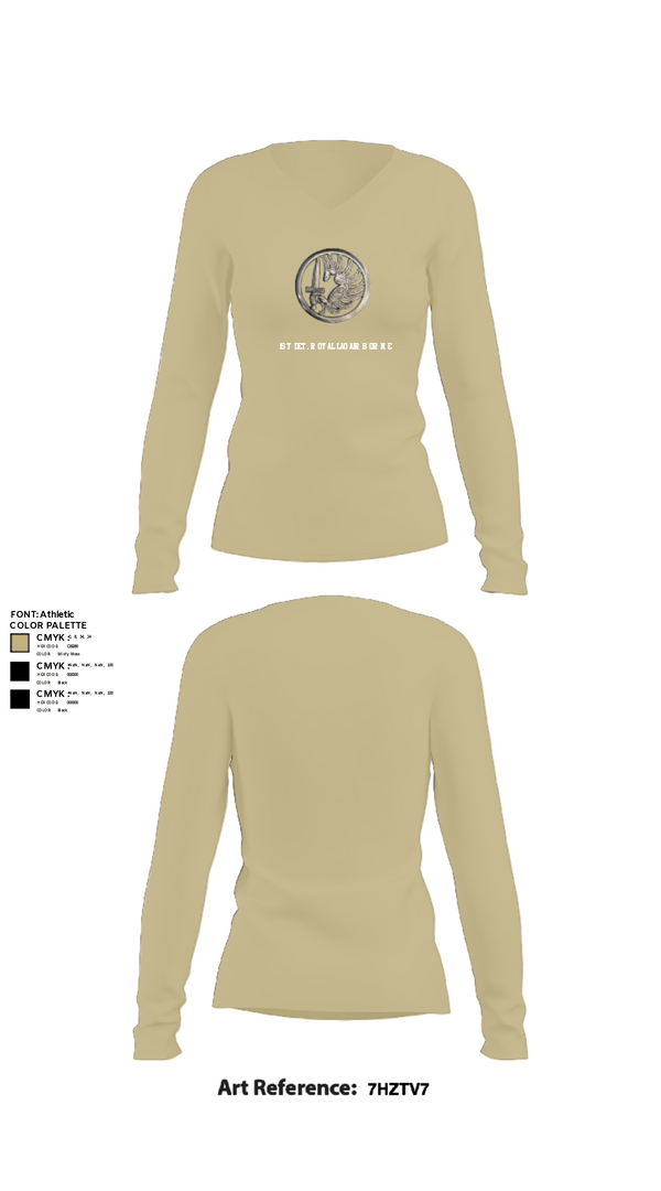 Women's Long Sleeve Vneck Shirt, 1st Det. Royal Lao Airborne, Army, Teamtime, Team time, sublimation, custom sports apparel, team uniforms, spirit wear, spiritwear, sports uniforms, custom shirts, team store, custom team store, fundraiser sports, apparel fundraiser