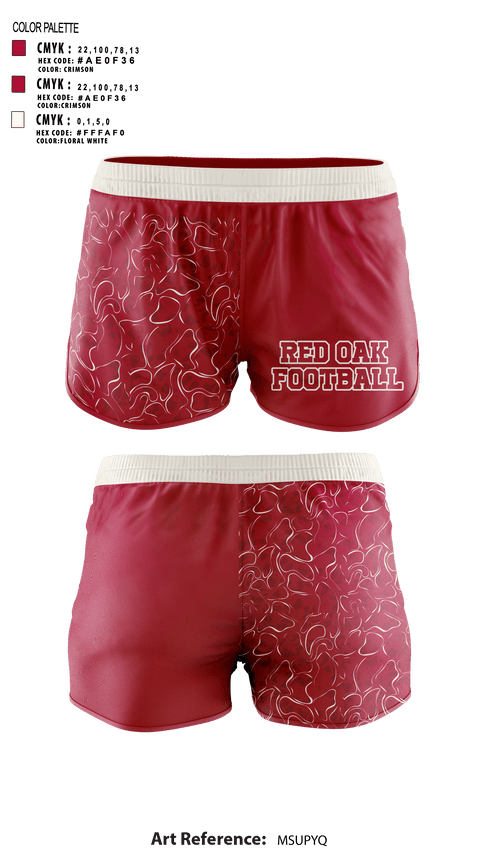 Women's Shorts, Red oak, Football, Teamtime, Team time, sublimation, custom sports apparel, team uniforms, spirit wear, spiritwear, sports uniforms, custom shirts, team store, custom team store, fundraiser sports, apparel fundraiser