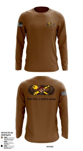Long Sleeve Performance Shirt, Fox FSC, 1-319 AFAR, Army, Teamtime, Team time, sublimation, custom sports apparel, team uniforms, spirit wear, spiritwear, sports uniforms, custom shirts, team store, custom team store, fundraiser sports, apparel fundraiser