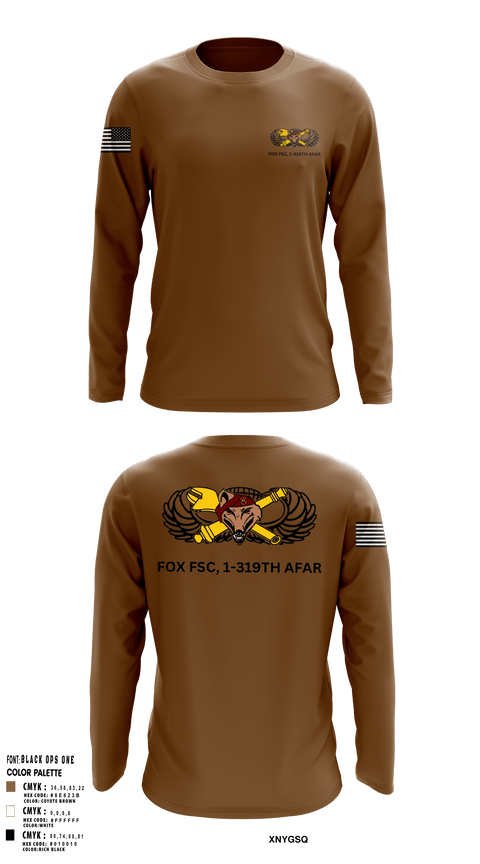 Long Sleeve Performance Shirt, Fox FSC, 1-319 AFAR, Army, Teamtime, Team time, sublimation, custom sports apparel, team uniforms, spirit wear, spiritwear, sports uniforms, custom shirts, team store, custom team store, fundraiser sports, apparel fundraiser