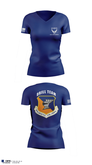 Women's Short Sleeve Vneck Shirt, WBHS AFJROTC, Air Force, Teamtime, Team time, sublimation, custom sports apparel, team uniforms, spirit wear, spiritwear, sports uniforms, custom shirts, team store, custom team store, fundraiser sports, apparel fundraiser