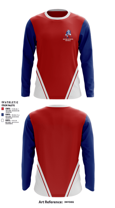 Boston Patriots Football & Cheerleading 37651990 Long Sleeve Performance Shirt - 1