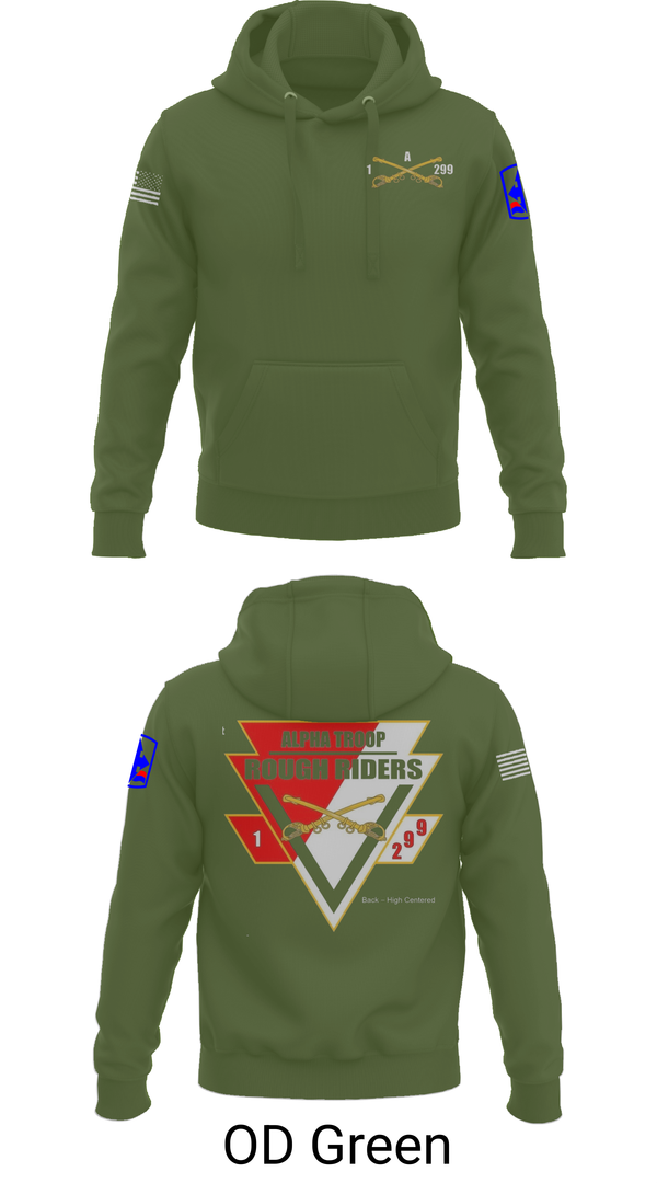 Hoodie, A Troop, 1st squadron-299th Calvary Regiment, , Teamtime, Team time, sublimation, custom sports apparel, team uniforms, spirit wear, spiritwear, sports uniforms, custom shirts, team store, custom team store, fundraiser sports, apparel fundraiser