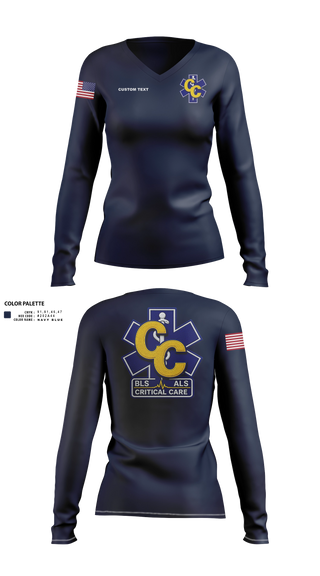 Womens Long Sleeve Vneck Shirt, Jackson County Rescue Squad, EMS/EMT, Teamtime, Team time, sublimation, custom sports apparel, team uniforms, spirit wear, spiritwear, sports uniforms, custom shirts, team store, custom team store, fundraiser sports, apparel fundraiser