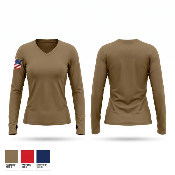 Womens Long Sleeve Vneck Shirt, Charlie Flight, Air Force, Teamtime, Team time, sublimation, custom sports apparel, team uniforms, spirit wear, spiritwear, sports uniforms, custom shirts, team store, custom team store, fundraiser sports, apparel fundraiser