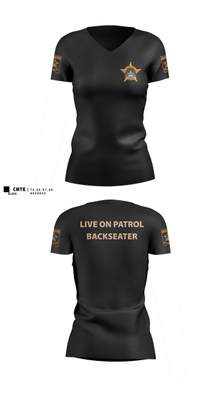 Womens Short Sleeve Vneck Shirt, RCSO BACKSEATERS, Police, Teamtime, Team time, sublimation, custom sports apparel, team uniforms, spirit wear, spiritwear, sports uniforms, custom shirts, team store, custom team store, fundraiser sports, apparel fundraiser