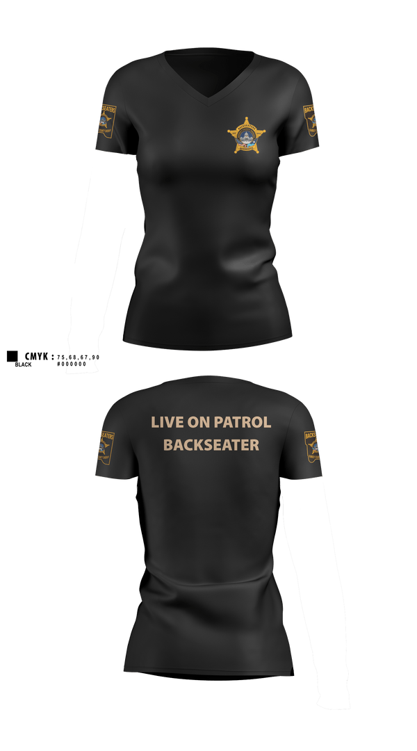 RCSO BACKSEATERS Women's Short Sleeve V-neck Shirt - 4