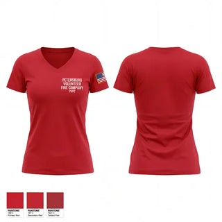 Womens Short Sleeve Vneck Shirt, Petersburg Volunteer Fire Company, Fire Department, Teamtime, Team time, sublimation, custom sports apparel, team uniforms, spirit wear, spiritwear, sports uniforms, custom shirts, team store, custom team store, fundraiser sports, apparel fundraiser