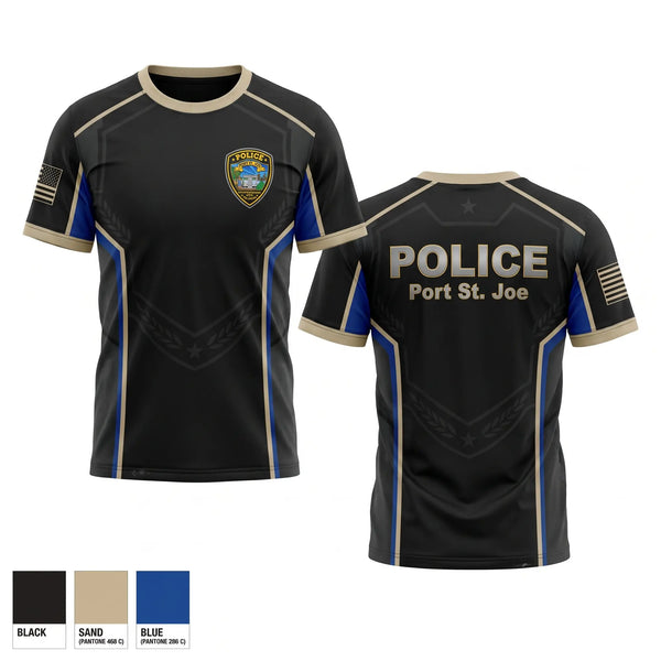 Old School Cotton Feel Shirt, Port St. Joe Police Department, Police, Teamtime, Team time, sublimation, custom sports apparel, team uniforms, spirit wear, spiritwear, sports uniforms, custom shirts, team store, custom team store, fundraiser sports, apparel fundraiser