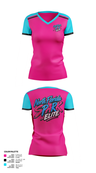 Womens Short Sleeve Vneck Shirt, North Florida Spark, Softball, Teamtime, Team time, sublimation, custom sports apparel, team uniforms, spirit wear, spiritwear, sports uniforms, custom shirts, team store, custom team store, fundraiser sports, apparel fundraiser
