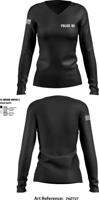 Womens Long Sleeve Vneck Shirt, POLICE K9, , Teamtime, Team time, sublimation, custom sports apparel, team uniforms, spirit wear, spiritwear, sports uniforms, custom shirts, team store, custom team store, fundraiser sports, apparel fundraiser