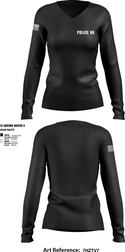 POLICE K9 14845972 Women's Long Sleeve V-neck Shirt - 3