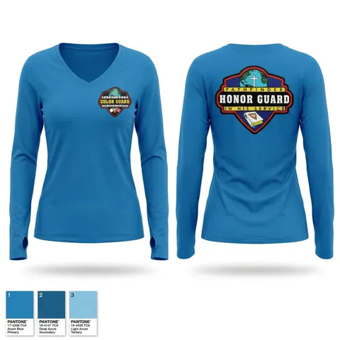 Womens Long Sleeve Vneck Shirt, Honor Guard, Women's Lacrosse, Teamtime, Team time, sublimation, custom sports apparel, team uniforms, spirit wear, spiritwear, sports uniforms, custom shirts, team store, custom team store, fundraiser sports, apparel fundraiser