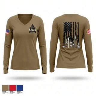 Womens Long Sleeve Vneck Shirt, CSMS, National Guard, Teamtime, Team time, sublimation, custom sports apparel, team uniforms, spirit wear, spiritwear, sports uniforms, custom shirts, team store, custom team store, fundraiser sports, apparel fundraiser
