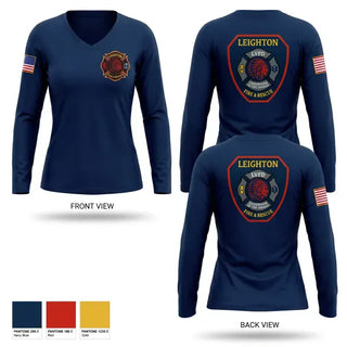 Womens Long Sleeve Vneck Shirt, Leighton Fire and Rescue, Fire Department, Teamtime, Team time, sublimation, custom sports apparel, team uniforms, spirit wear, spiritwear, sports uniforms, custom shirts, team store, custom team store, fundraiser sports, apparel fundraiser