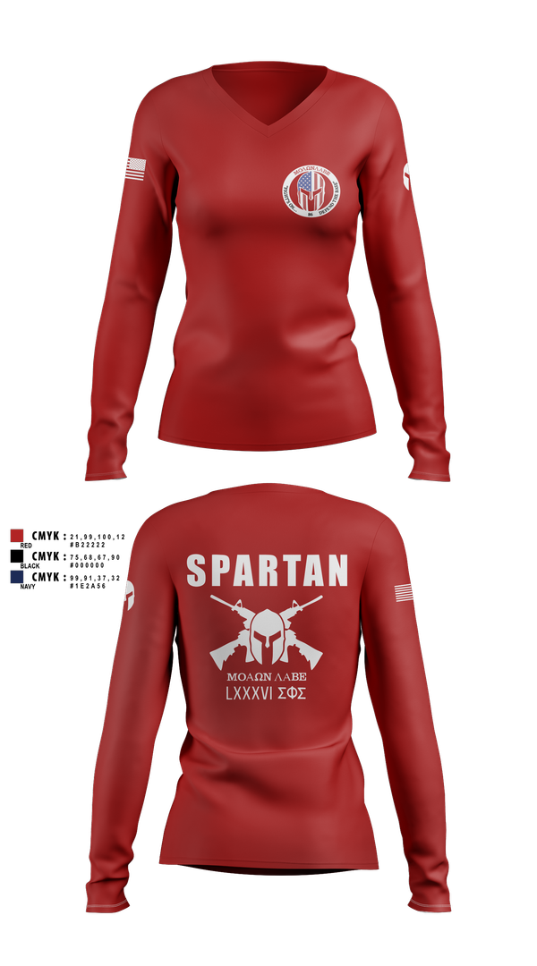 Womens Long Sleeve Vneck Shirt, 86 Security Forces Squadron, Air Force, Teamtime, Team time, sublimation, custom sports apparel, team uniforms, spirit wear, spiritwear, sports uniforms, custom shirts, team store, custom team store, fundraiser sports, apparel fundraiser