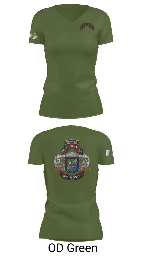 Womens Short Sleeve Vneck Shirt, 1/75 Ranger Battalion, Army, Teamtime, Team time, sublimation, custom sports apparel, team uniforms, spirit wear, spiritwear, sports uniforms, custom shirts, team store, custom team store, fundraiser sports, apparel fundraiser