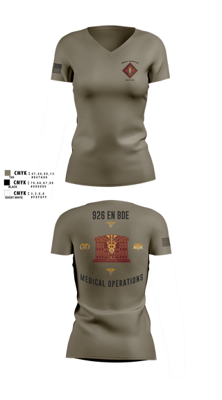 Womens Short Sleeve Vneck Shirt, 926 EN BDE, Army, Teamtime, Team time, sublimation, custom sports apparel, team uniforms, spirit wear, spiritwear, sports uniforms, custom shirts, team store, custom team store, fundraiser sports, apparel fundraiser