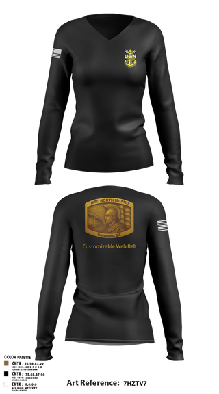 Womens Long Sleeve Vneck Shirt, NRC NORTH ISLAND, Navy, Teamtime, Team time, sublimation, custom sports apparel, team uniforms, spirit wear, spiritwear, sports uniforms, custom shirts, team store, custom team store, fundraiser sports, apparel fundraiser