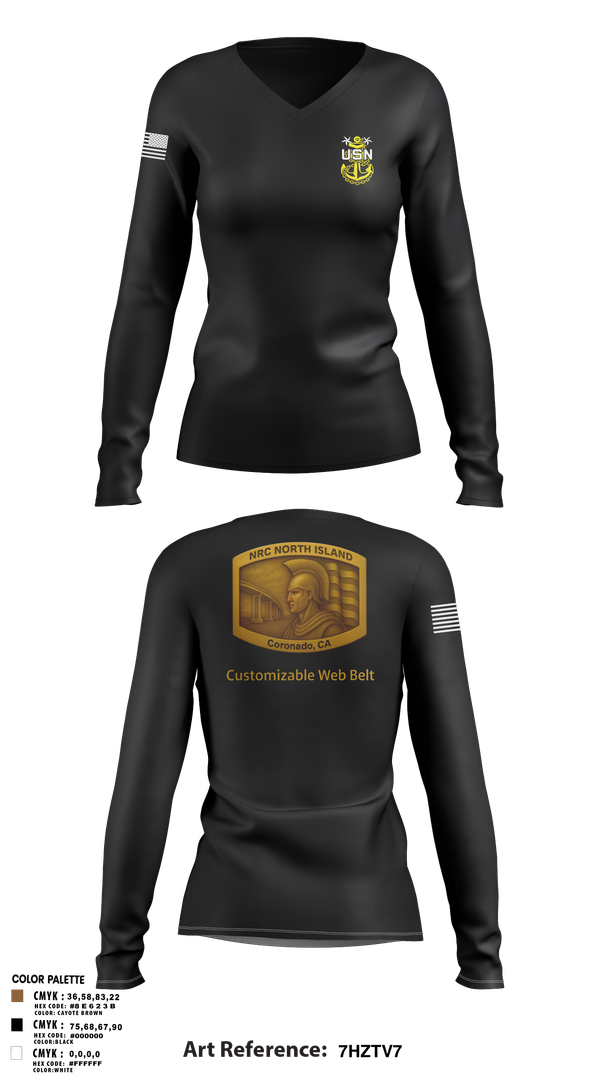 Womens Long Sleeve Vneck Shirt, NRC NORTH ISLAND, Navy, Teamtime, Team time, sublimation, custom sports apparel, team uniforms, spirit wear, spiritwear, sports uniforms, custom shirts, team store, custom team store, fundraiser sports, apparel fundraiser