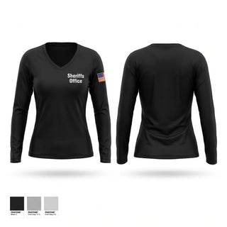 Womens Long Sleeve Vneck Shirt, Sheriff’s Office, Police, Teamtime, Team time, sublimation, custom sports apparel, team uniforms, spirit wear, spiritwear, sports uniforms, custom shirts, team store, custom team store, fundraiser sports, apparel fundraiser