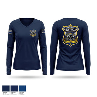 Womens Long Sleeve Vneck Shirt, Amesbury Patrol & Superior Officer's Union, Police, Teamtime, Team time, sublimation, custom sports apparel, team uniforms, spirit wear, spiritwear, sports uniforms, custom shirts, team store, custom team store, fundraiser sports, apparel fundraiser