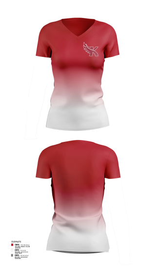 Womens Short Sleeve Vneck Shirt, Kaua’i Red Raiders, Cheer, Teamtime, Team time, sublimation, custom sports apparel, team uniforms, spirit wear, spiritwear, sports uniforms, custom shirts, team store, custom team store, fundraiser sports, apparel fundraiser