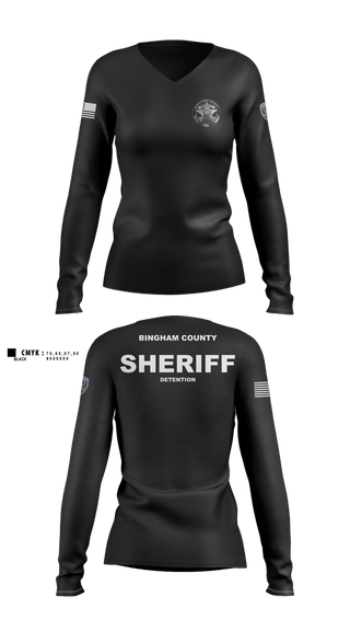 Womens Long Sleeve Vneck Shirt, Bingham County, Police, Teamtime, Team time, sublimation, custom sports apparel, team uniforms, spirit wear, spiritwear, sports uniforms, custom shirts, team store, custom team store, fundraiser sports, apparel fundraiser
