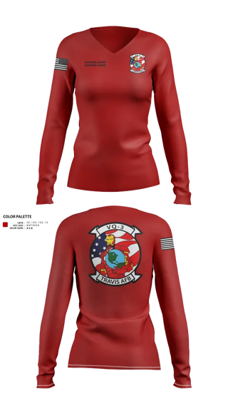 Womens Long Sleeve Vneck Shirt, VQ3 Det Travis, , Teamtime, Team time, sublimation, custom sports apparel, team uniforms, spirit wear, spiritwear, sports uniforms, custom shirts, team store, custom team store, fundraiser sports, apparel fundraiser