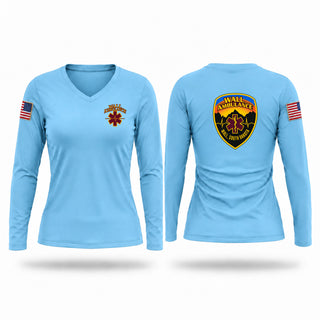 Womens Long Sleeve Vneck Shirt, Wall Ambulance Service, EMS/EMT, Teamtime, Team time, sublimation, custom sports apparel, team uniforms, spirit wear, spiritwear, sports uniforms, custom shirts, team store, custom team store, fundraiser sports, apparel fundraiser