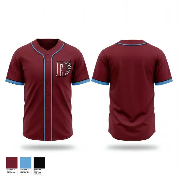 Full Button Baseball Jersey, Raleigh Blackhawks, Baseball, Teamtime, Team time, sublimation, custom sports apparel, team uniforms, spirit wear, spiritwear, sports uniforms, custom shirts, team store, custom team store, fundraiser sports, apparel fundraiser