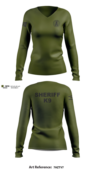 Womens Long Sleeve Vneck Shirt, Franklin County Sheriff Office K9, Police, Teamtime, Team time, sublimation, custom sports apparel, team uniforms, spirit wear, spiritwear, sports uniforms, custom shirts, team store, custom team store, fundraiser sports, apparel fundraiser