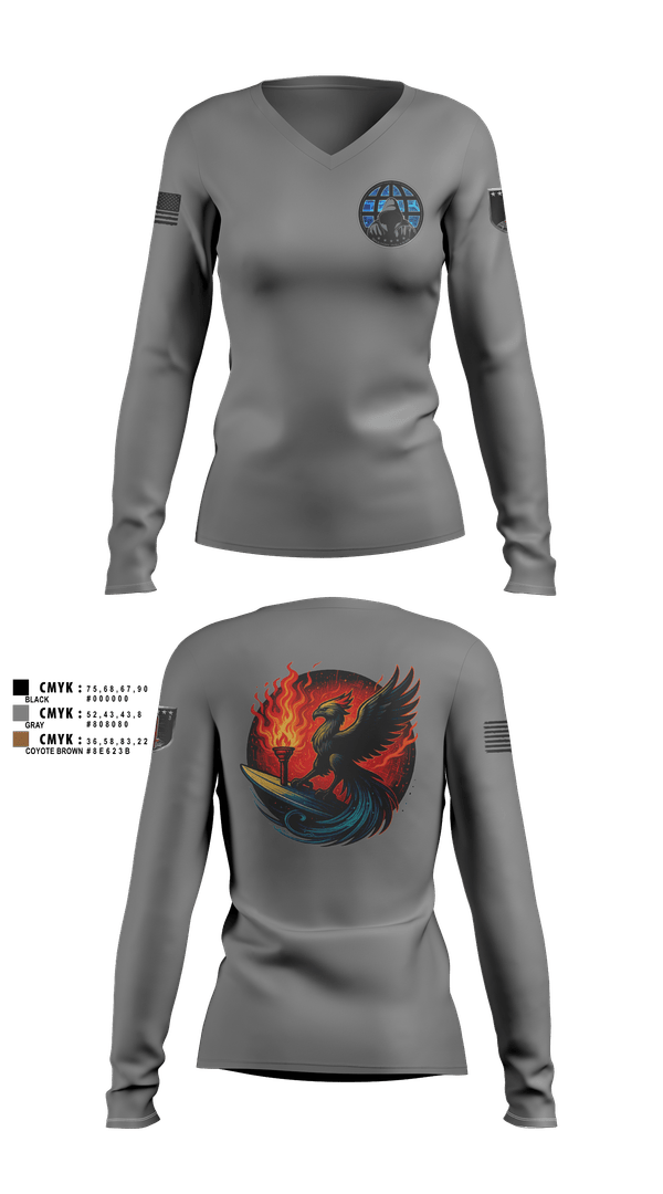 Womens Long Sleeve Vneck Shirt, Phoenix Company, , Teamtime, Team time, sublimation, custom sports apparel, team uniforms, spirit wear, spiritwear, sports uniforms, custom shirts, team store, custom team store, fundraiser sports, apparel fundraiser