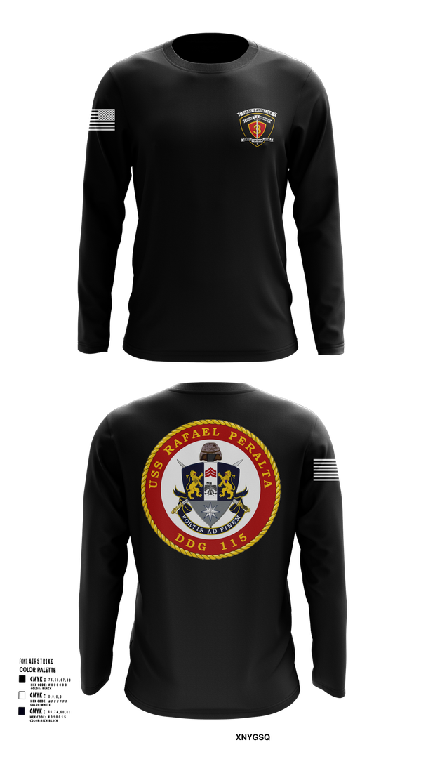 Long Sleeve Performance Shirt, USS Rafael Peralta DDG 115, Navy, Teamtime, Team time, sublimation, custom sports apparel, team uniforms, spirit wear, spiritwear, sports uniforms, custom shirts, team store, custom team store, fundraiser sports, apparel fundraiser
